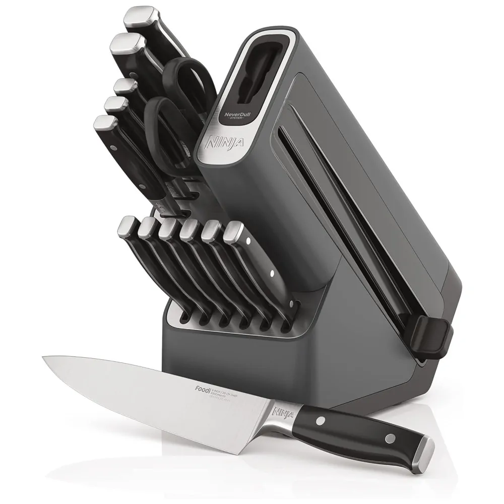 Conjunto de Facas Ninja StaySharp Inox 14 Peças com Bloco de Madeira
